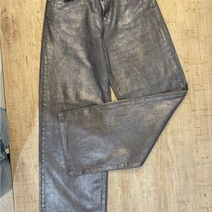 Wild Fable High-Rise Baggy Shiny Silver Jeans